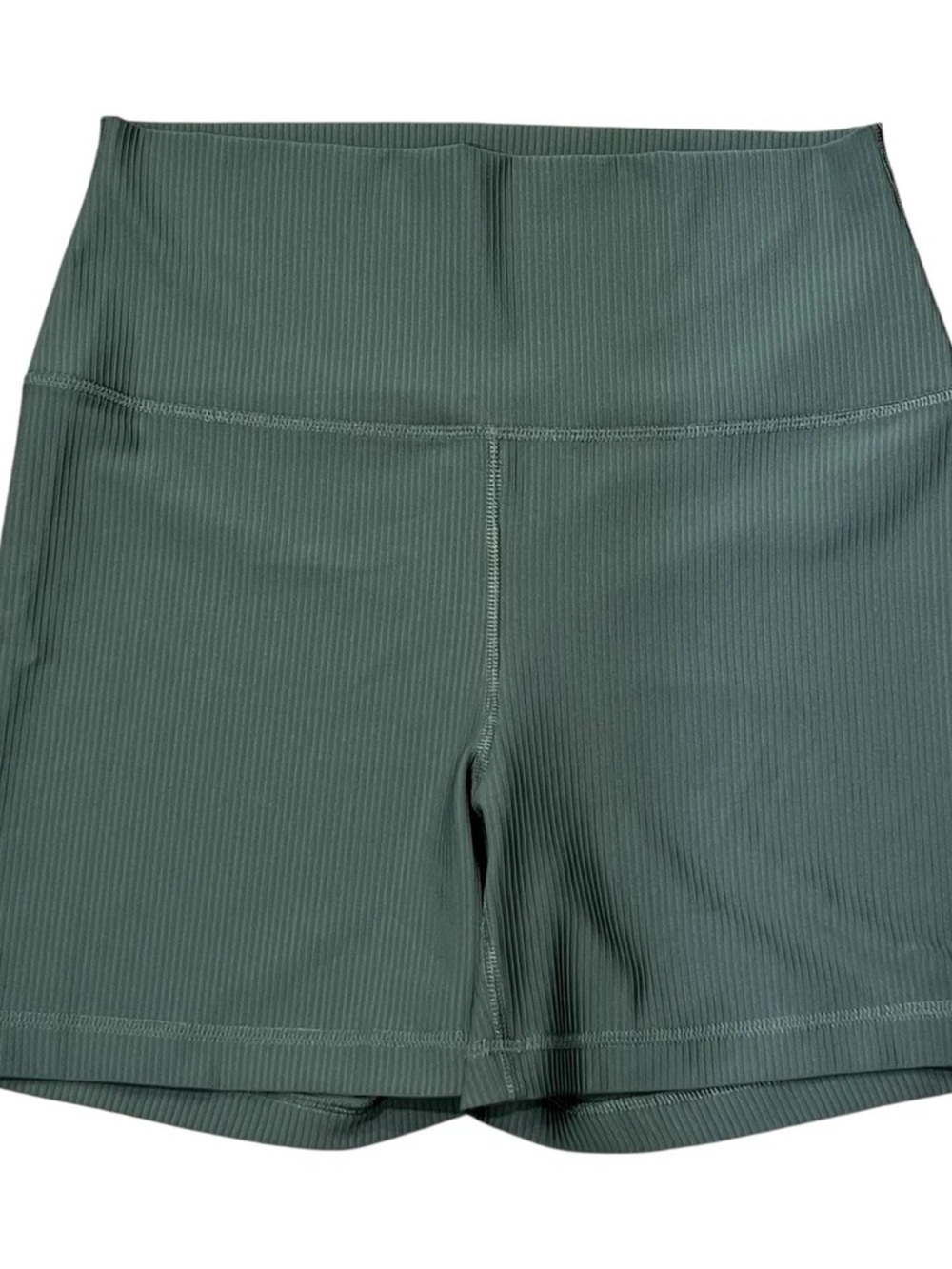 90 Degree By Reflex High-Waist Ribbed Bike Shorts in Deep Teal